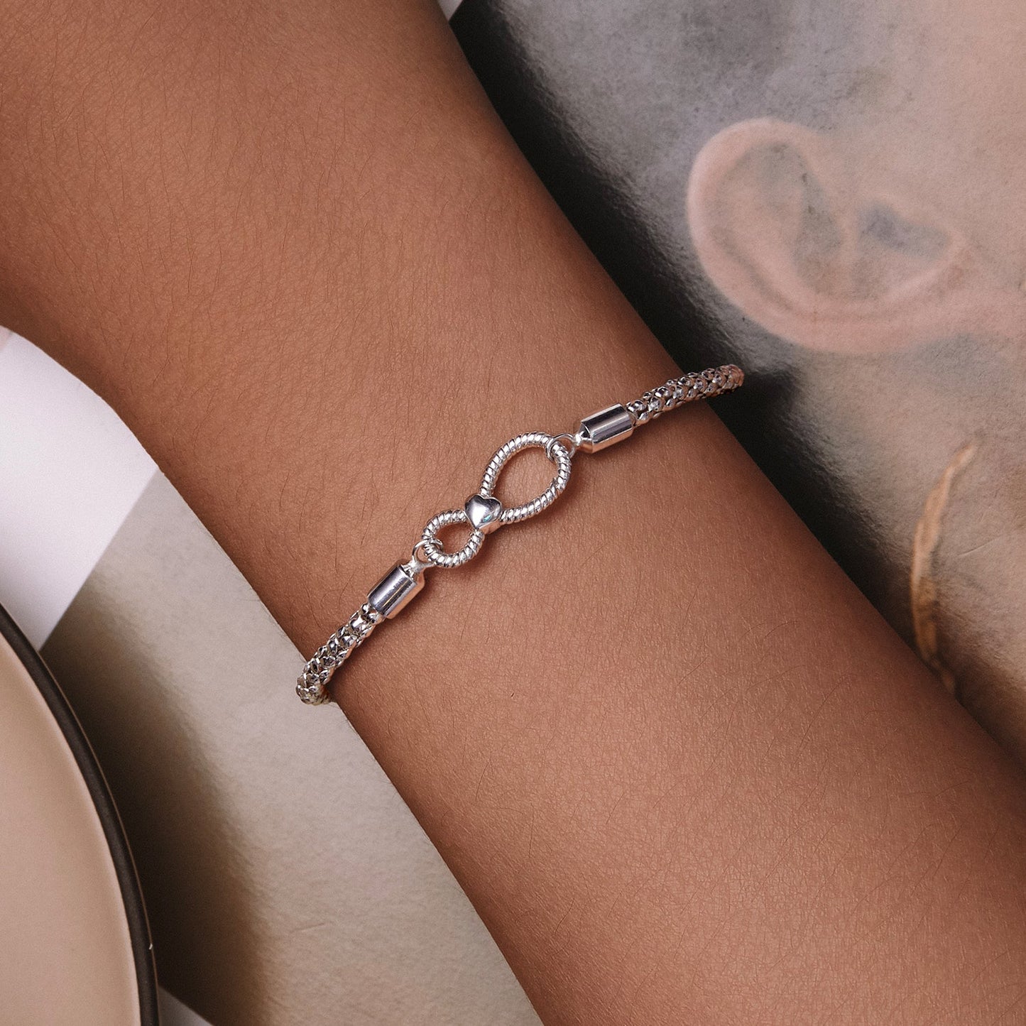 Bracelet 925 Sterling Silver Infinity Love for Women, size 17.0, by Bids.com on Tampa Home & Garden Store