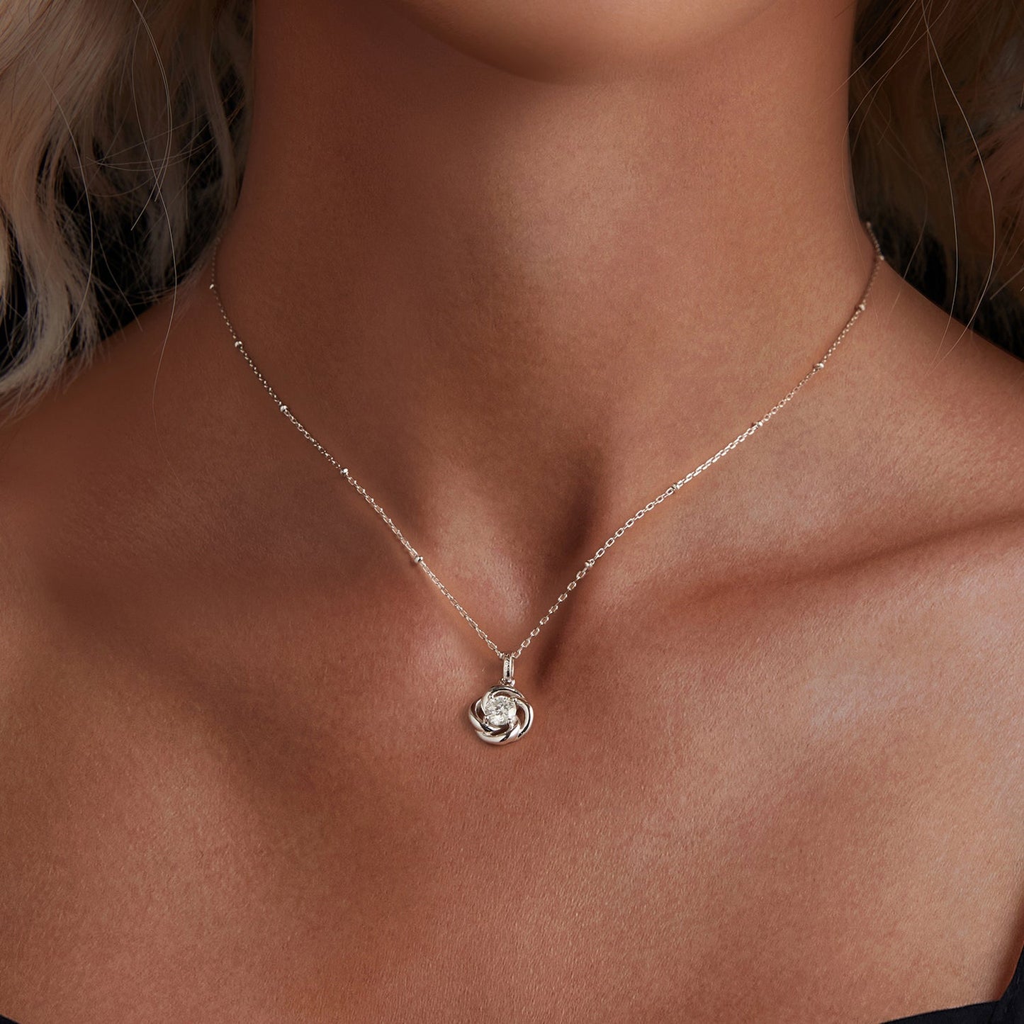 Sterling silver 0.5ct moissanite necklace with white gold plating pendant on delicate chain on Tampa Home & Garden Store