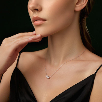Sterling silver moissanite and freshwater pearl necklace with 45cm chain on Tampa Home & Garden Store