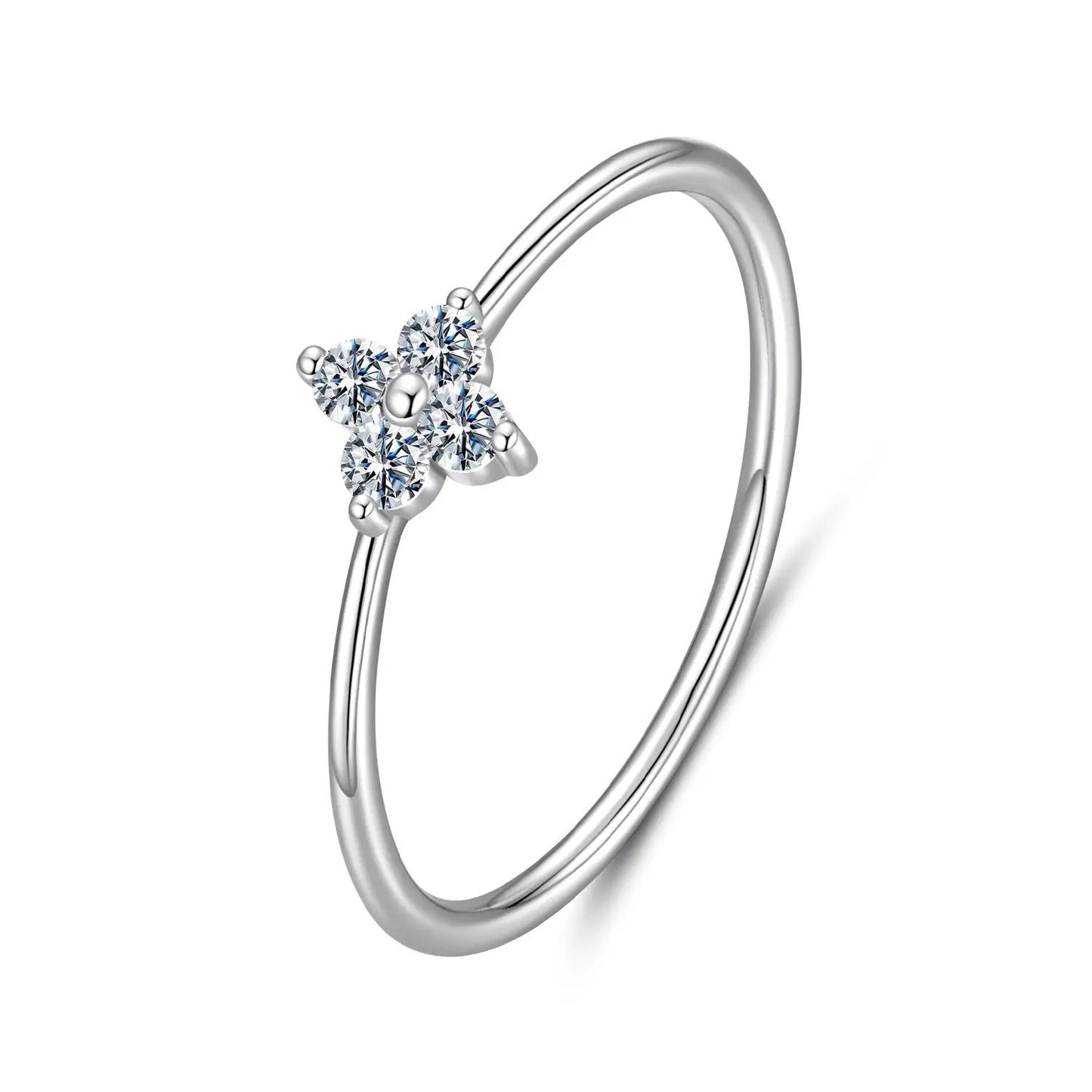 Ring 925 Sterling Silver Moissanite cluster ring, size 6 for women on Tampa Home & Garden Store