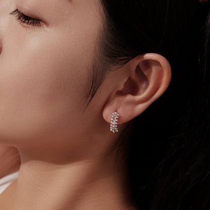 Hoop earrings 1.6cm pavé CZ, white gold plated 925 sterling silver, Bids.com on Tampa Home & Garden Store