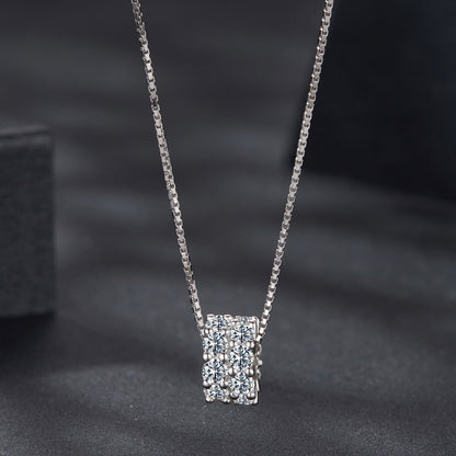 925 Sterling Silver Moissanite Necklace, white gold, 40+5cm box chain, cluster pendant on Tampa Home & Garden Store