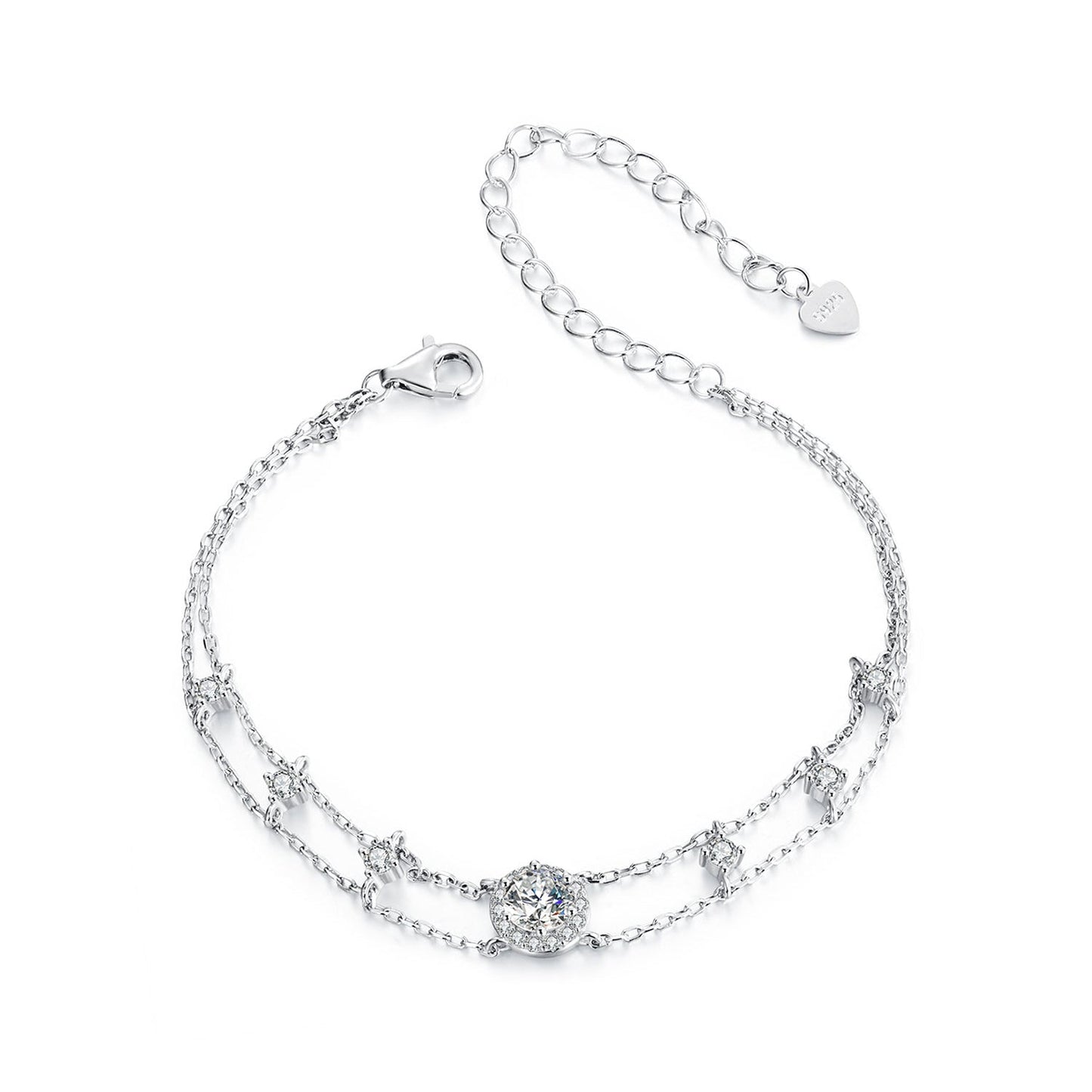 Bracelet 925 Sterling Silver Moissanite with CZ and white gold plating by Bids.com on Tampa Home & Garden Store