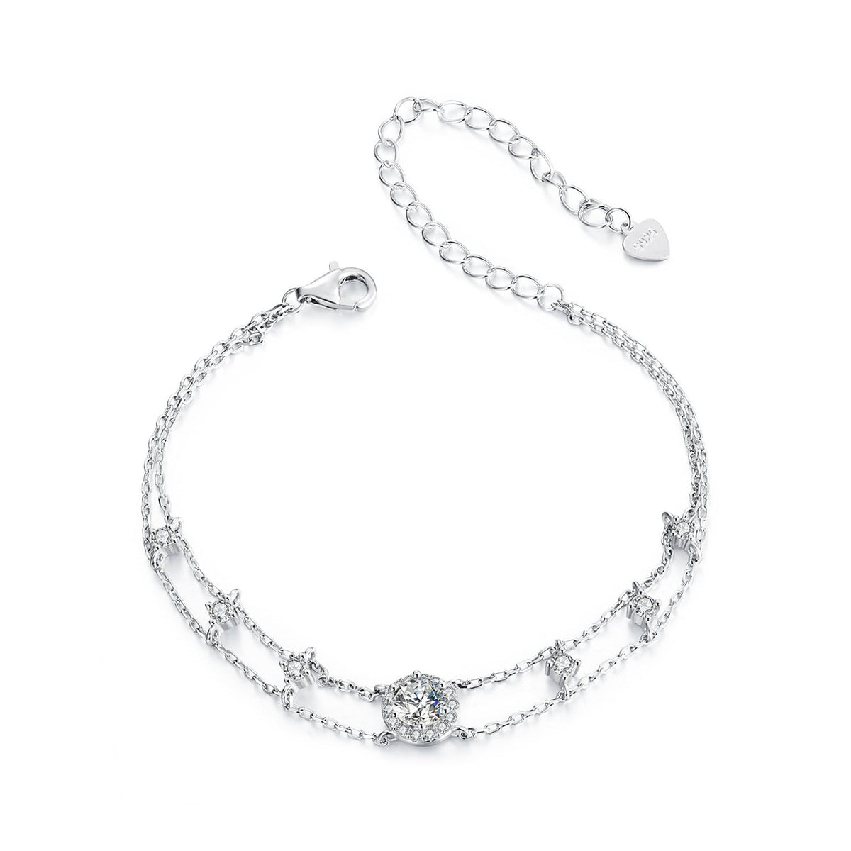 Bracelet 925 Sterling Silver Moissanite with CZ and white gold plating by Bids.com on Tampa Home & Garden Store