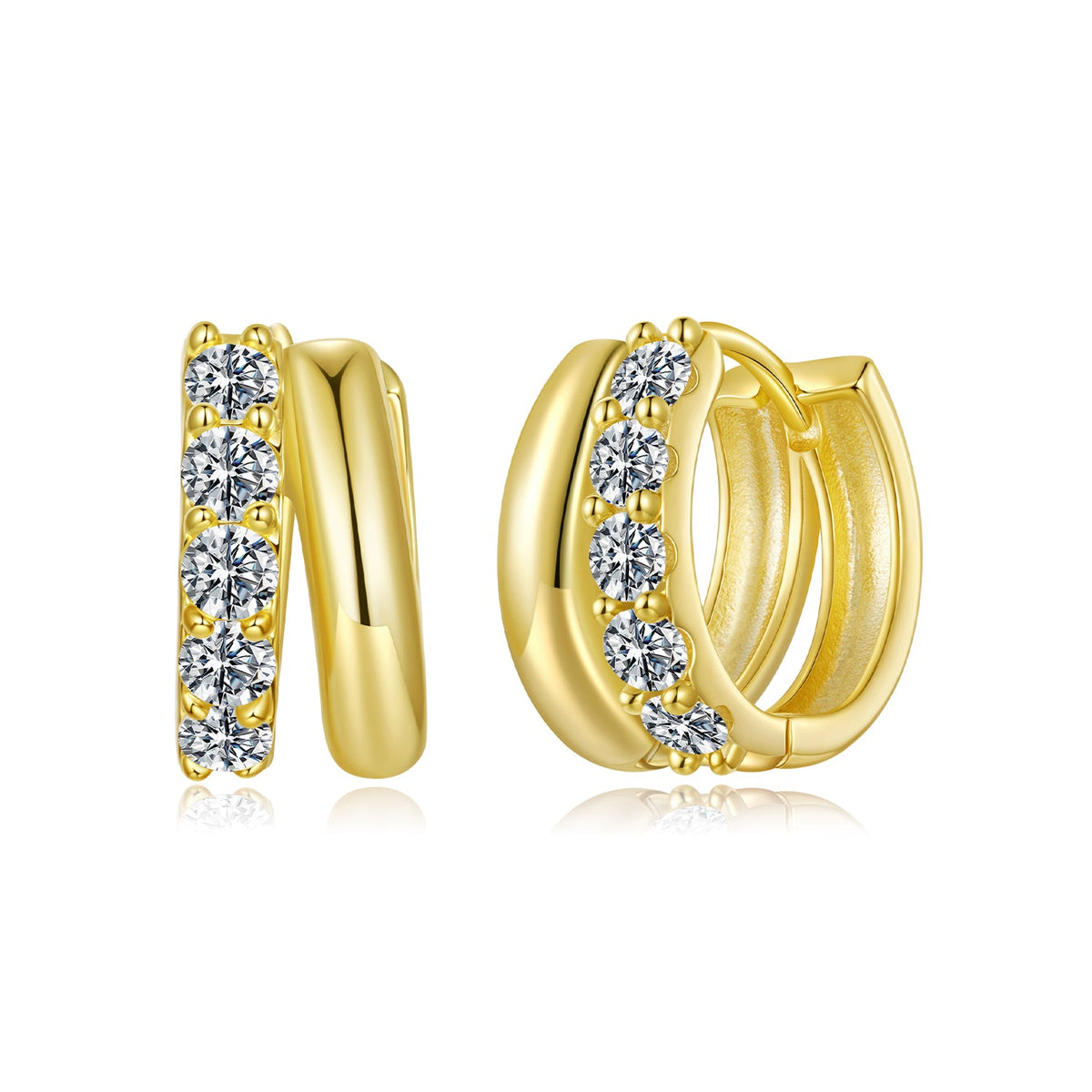 Earrings gold-plated moissanite hoops with 0.06ct stones Bids.com on Tampa Home & Garden Store