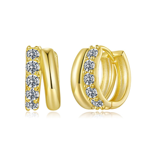 Earrings gold-plated moissanite hoops with 0.06ct stones Bids.com on Tampa Home & Garden Store