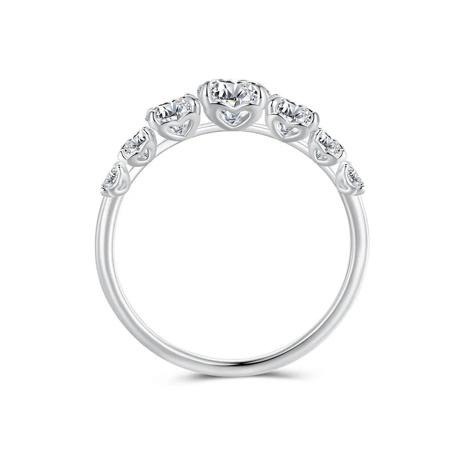 Ring 925 sterling silver moissanite with 5mm, 4mm, 3mm, 2.5mm stones and heart accents on Tampa Home & Garden Store