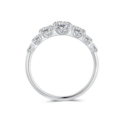 Ring 925 sterling silver moissanite with 5mm, 4mm, 3mm, 2.5mm stones and heart accents on Tampa Home & Garden Store
