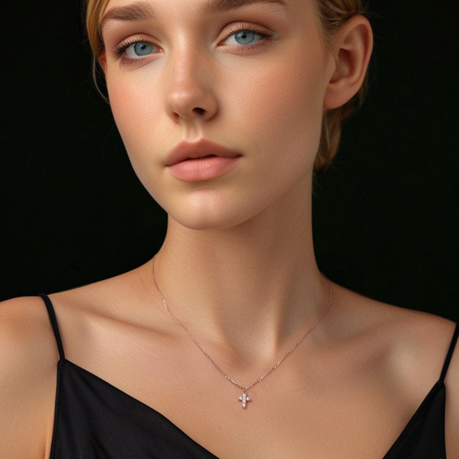 925 Sterling Silver Moissanite Cross Pendant Necklace 40+5cm for Women on Tampa Home & Garden Store