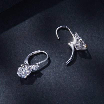 Pair of 925 Sterling Silver Moissanite earrings with pavé setting, 6.5mm, by Bids.com on Tampa Home & Garden Store