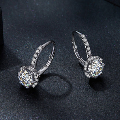 Pair of 925 sterling silver moissanite earrings, 6.5ct, pave halo setting, by Bids.com on Tampa Home & Garden Store