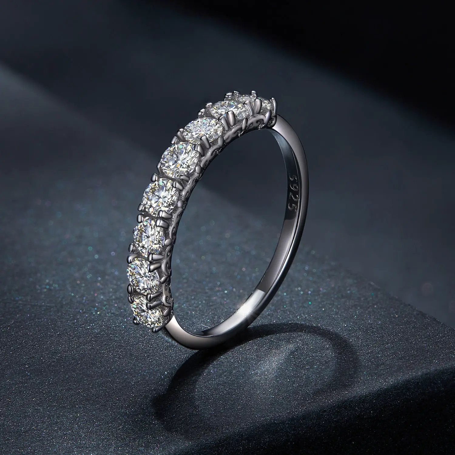 925 Sterling Silver Plated Moissanite Ring Size 5 for Women, Bids.com, prong-set stones on Tampa Home & Garden Store