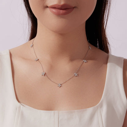 Necklace 925 Sterling Silver Moissanite Pavé Leaf motifs, 0.25ct, for women on Tampa Home & Garden Store