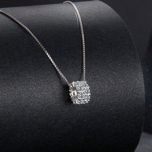 Moissanite pendant necklace in 925 sterling silver with white gold plating, 40+5 cm length on Tampa Home & Garden Store