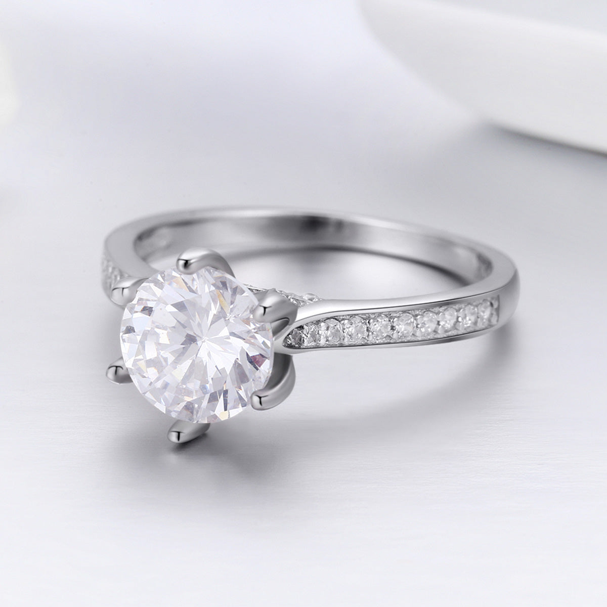 925 Sterling Silver Ring size 6 with round center stone and pavé band by Bids.com on Tampa Home & Garden Store