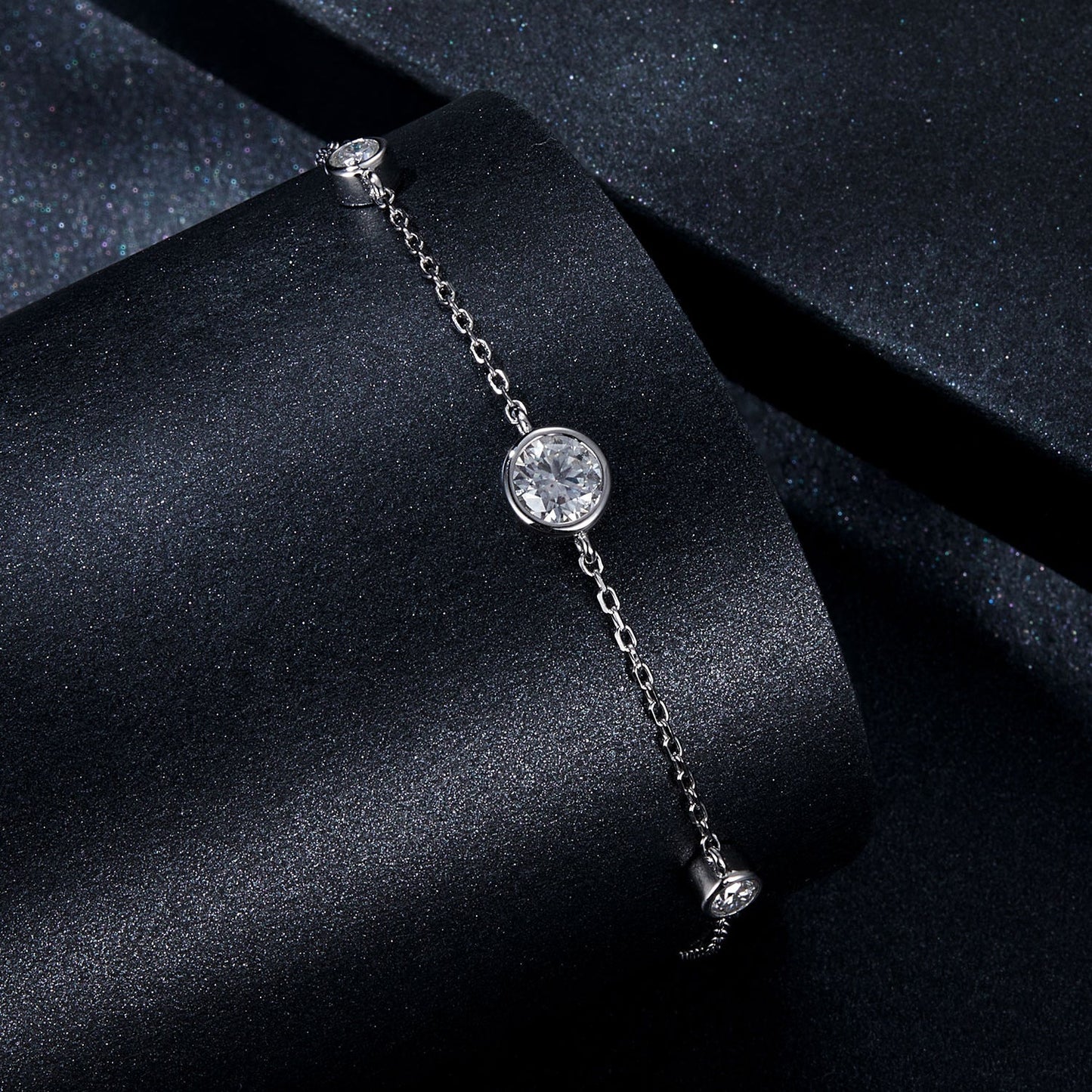 Bracelet 925 sterling silver with 5mm and 3mm moissanite stones for women on Tampa Home & Garden Store