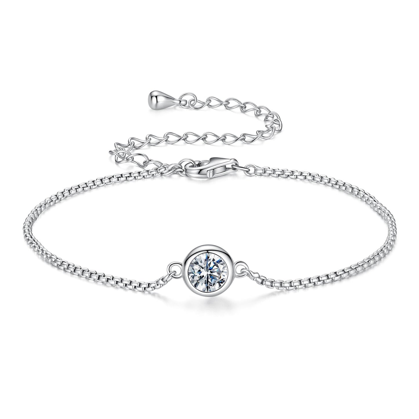 Bracelet, 925 sterling silver, 0.50ct moissanite, bezel-set center stone, by Bids.com on Tampa Home & Garden Store