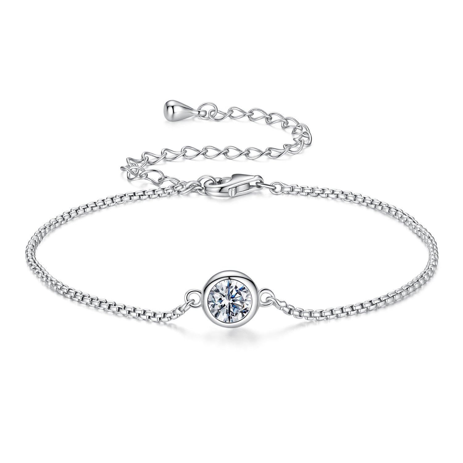 Bracelet, 925 sterling silver, 0.50ct moissanite, bezel-set center stone, by Bids.com on Tampa Home & Garden Store