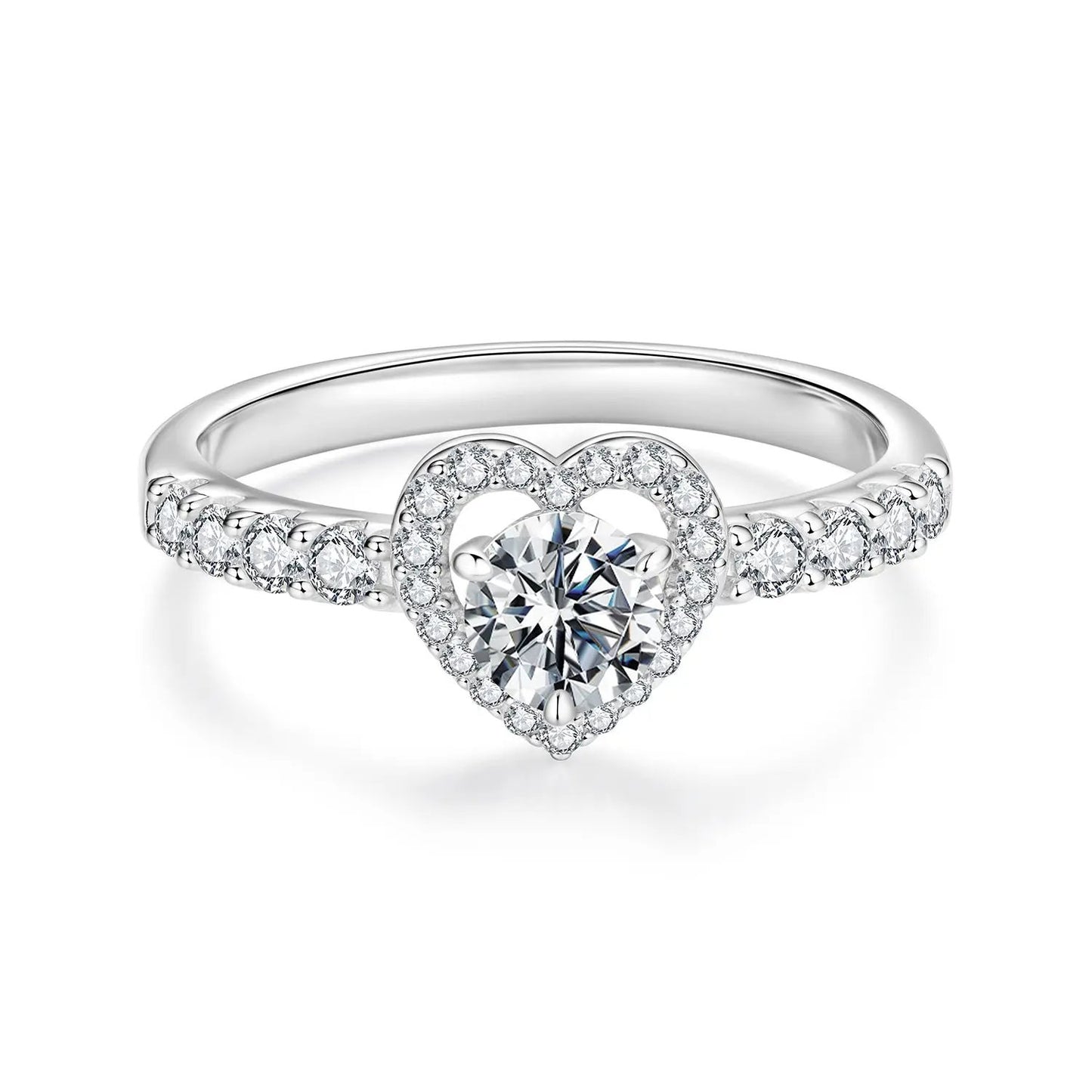 925 sterling silver moissanite heart halo ring, 0.5ct center, size 6, by Bids.com on Tampa Home & Garden Store