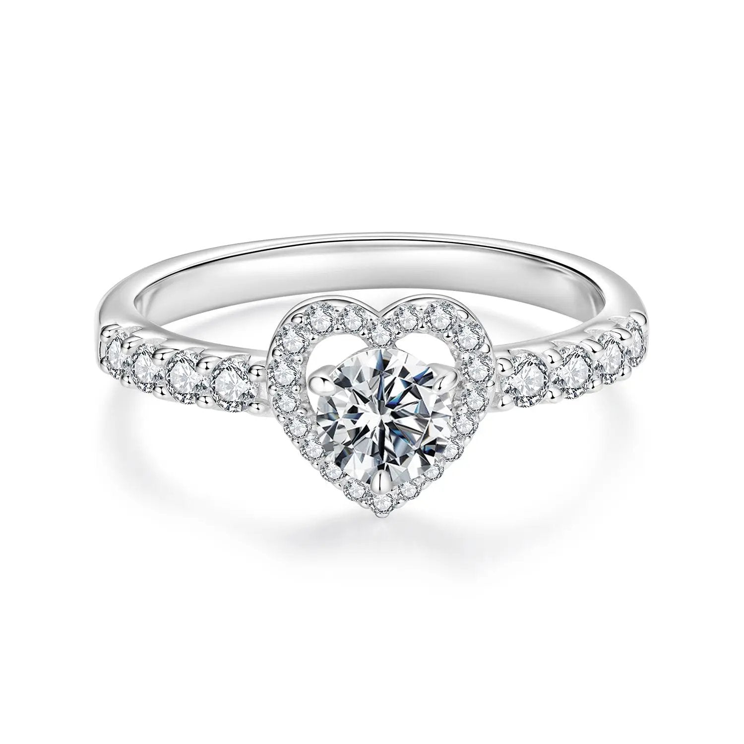 925 sterling silver moissanite heart halo ring, 0.5ct center, size 6, by Bids.com on Tampa Home & Garden Store