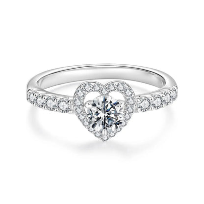 925 sterling silver moissanite heart halo ring, 0.5ct center, size 6, by Bids.com on Tampa Home & Garden Store