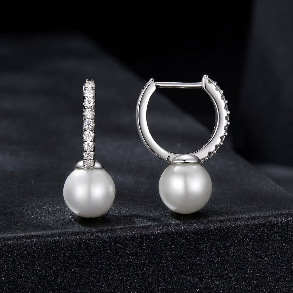 925 Sterling Silver Moissanite 0.15ct two earrings with shell-pearl drops and hoops Bids.com on Tampa Home & Garden Store