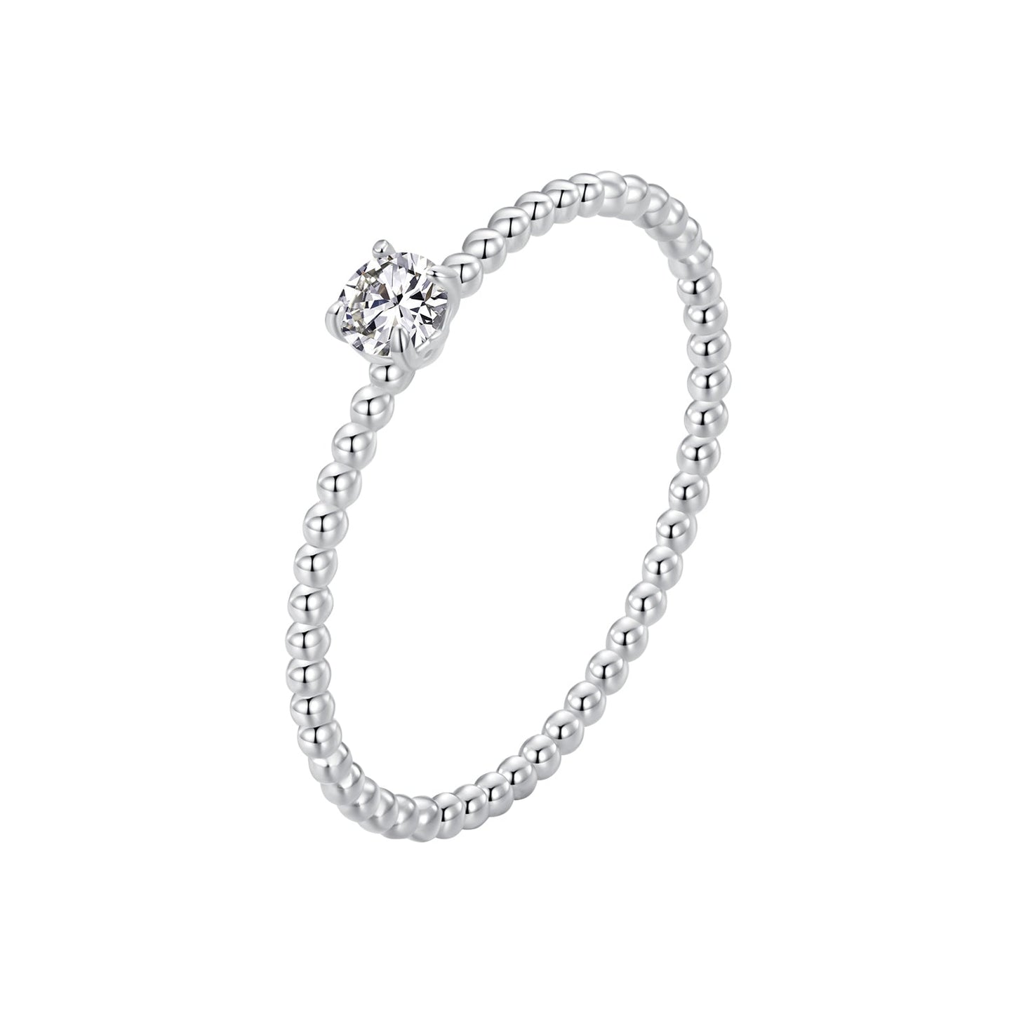 925 sterling silver beaded ring with 3mm moissanite, size 6, by Bids.com on Tampa Home & Garden Store