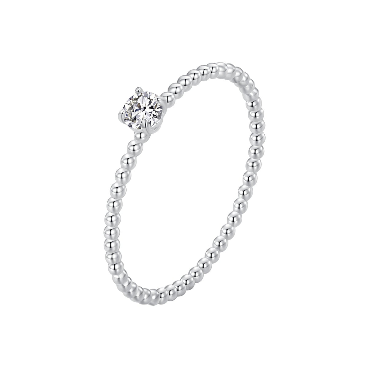 925 sterling silver beaded ring with 3mm moissanite, size 6, by Bids.com on Tampa Home & Garden Store