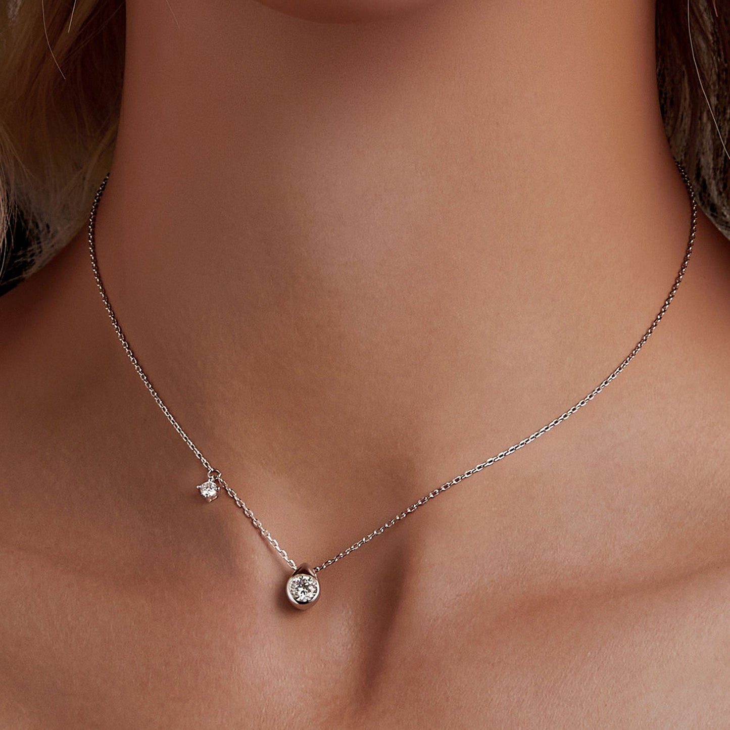 925 sterling silver moissanite adjustable necklace with round bezel pendant on Tampa Home & Garden Store