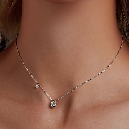 925 sterling silver moissanite adjustable necklace with round bezel pendant on Tampa Home & Garden Store