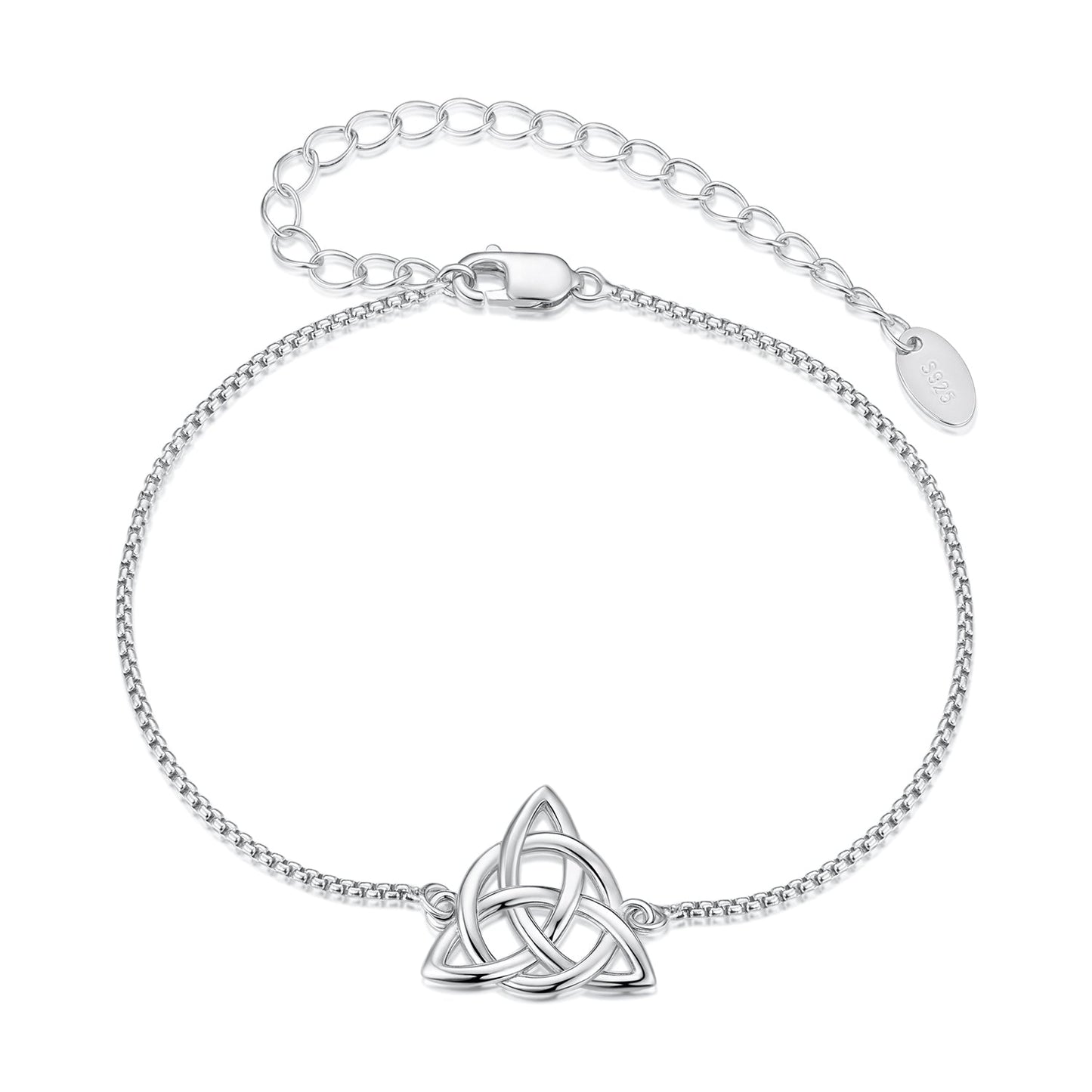 Bracelet by Bids.com, 925 sterling silver white gold plated, 15+6cm, Celtic knot pendant on Tampa Home & Garden Store