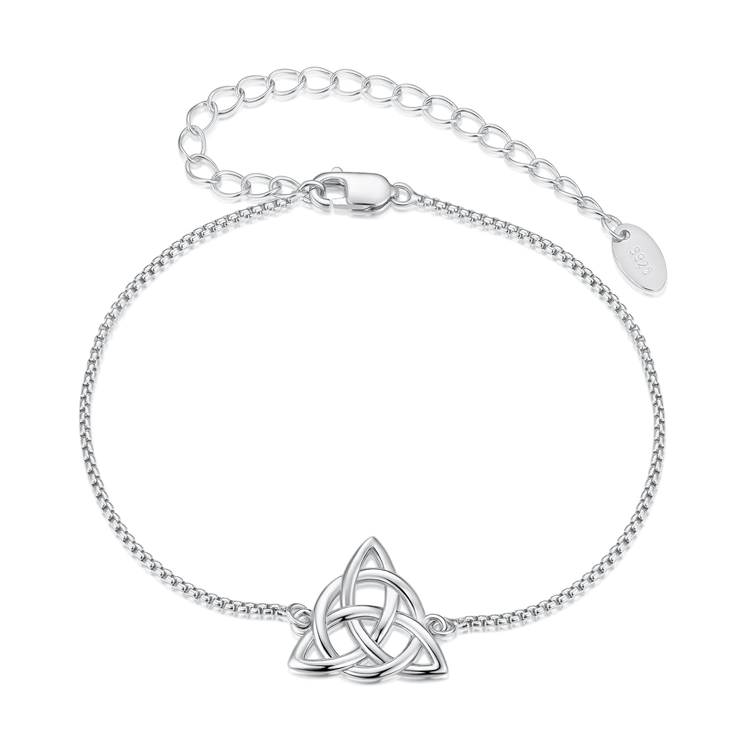 Bracelet by Bids.com, 925 sterling silver white gold plated, 15+6cm, Celtic knot pendant on Tampa Home & Garden Store