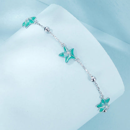 925 sterling silver starfish bracelet with turquoise enamel charms on Tampa Home & Garden Store
