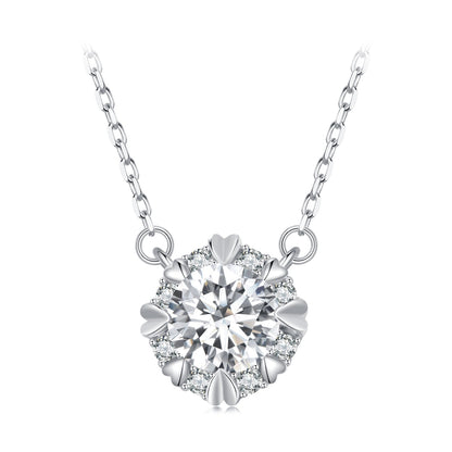925 Sterling Silver moissanite pendant necklace with pavé halo and round center stone on Tampa Home & Garden Store