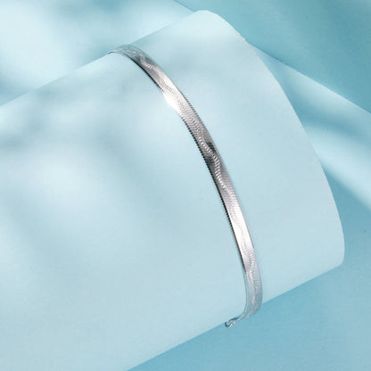 Bracelet 925 sterling silver plated white gold unisex with textured snake chain on Tampa Home & Garden Store