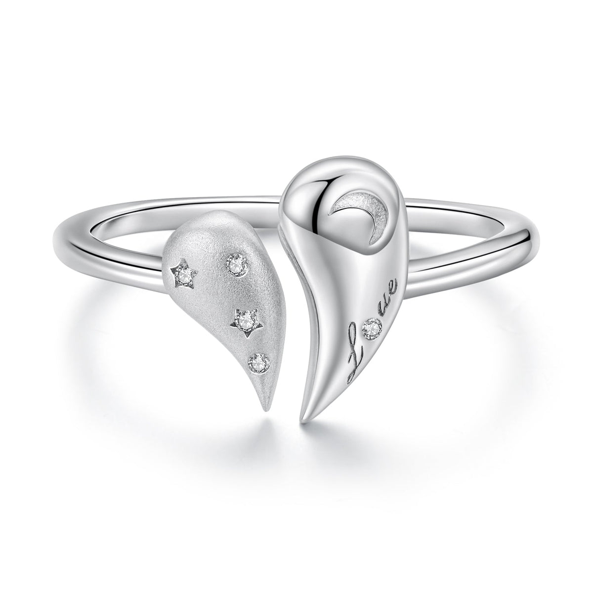 925 Sterling Silver ring with twin heart ends and CZ accents, white gold plated by Bids.com on Tampa Home & Garden Store