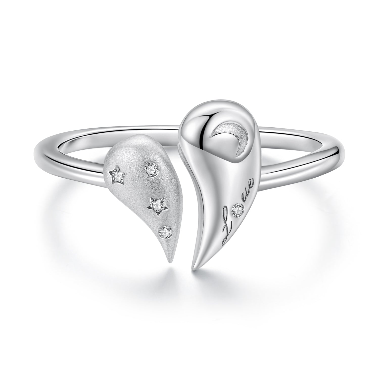 925 Sterling Silver ring with twin heart ends and CZ accents, white gold plated by Bids.com on Tampa Home & Garden Store
