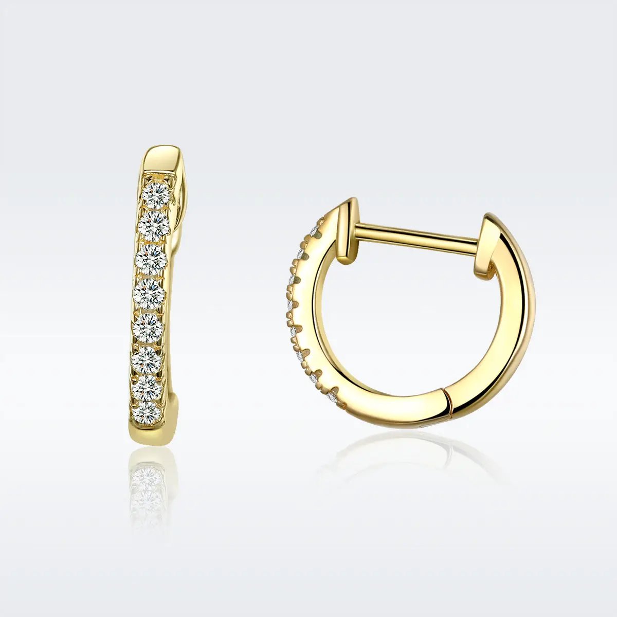 Earrings gold-tone hoop with pavé CZ stones along outer edge 1.3cm diameter Bids.com on Tampa Home & Garden Store