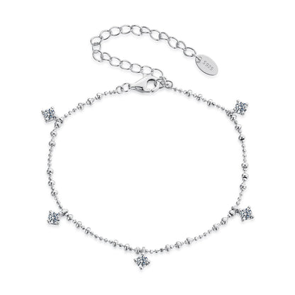 925 sterling silver moissanite bracelet for women, plated white gold finish, adjustable chain on Tampa Home & Garden Store