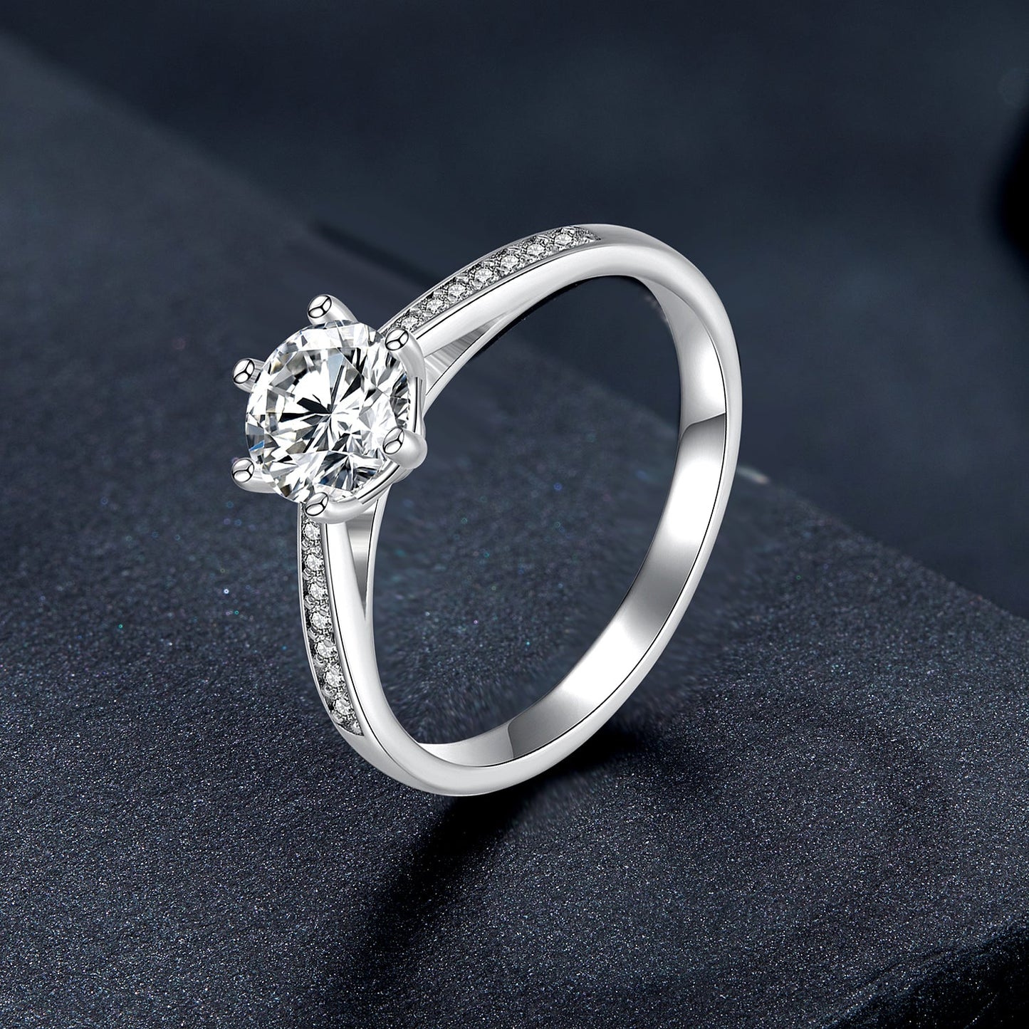 Bids.com 925 Sterling Silver Moissanite & CZ Ring size 6 for women with large center stone on Tampa Home & Garden Store