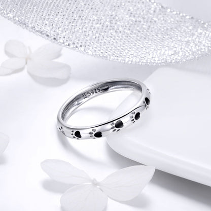 925 sterling silver ring for women with paw print design, size 5, 0.3 cm wide, Bids.com on Tampa Home & Garden Store