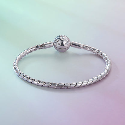 Bracelet 925 Sterling Silver White Gold-Plated CZ Pendant, rope chain with flower bead clasp on Tampa Home & Garden Store