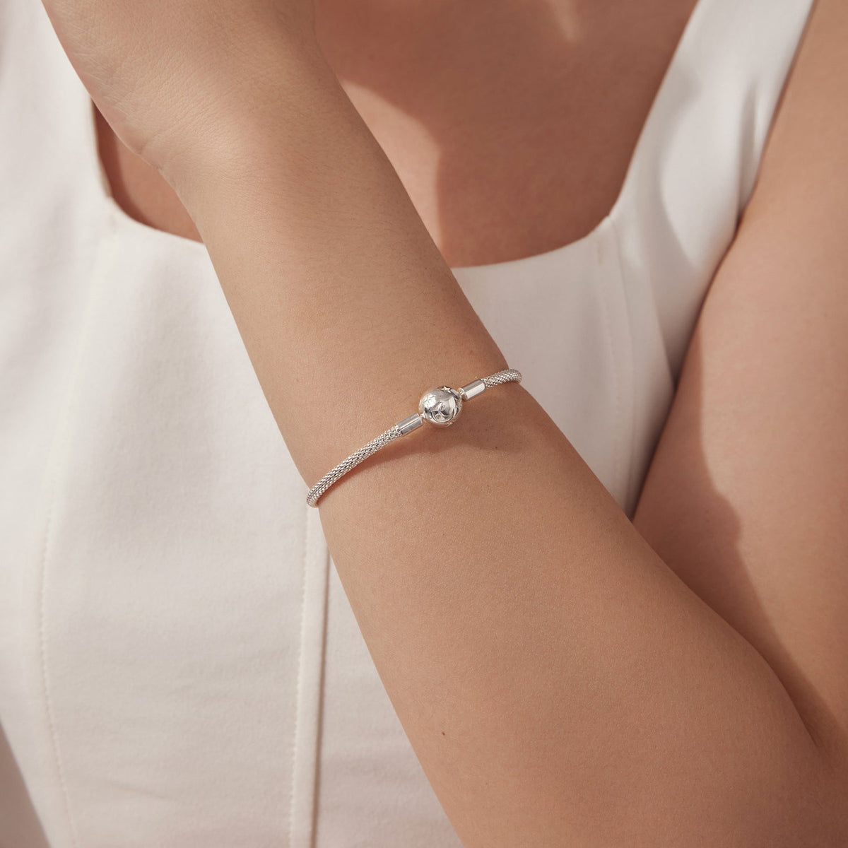 925 Sterling Silver CZ Pavé Setting Bracelet size 17 for Women worn on wrist on Tampa Home & Garden Store