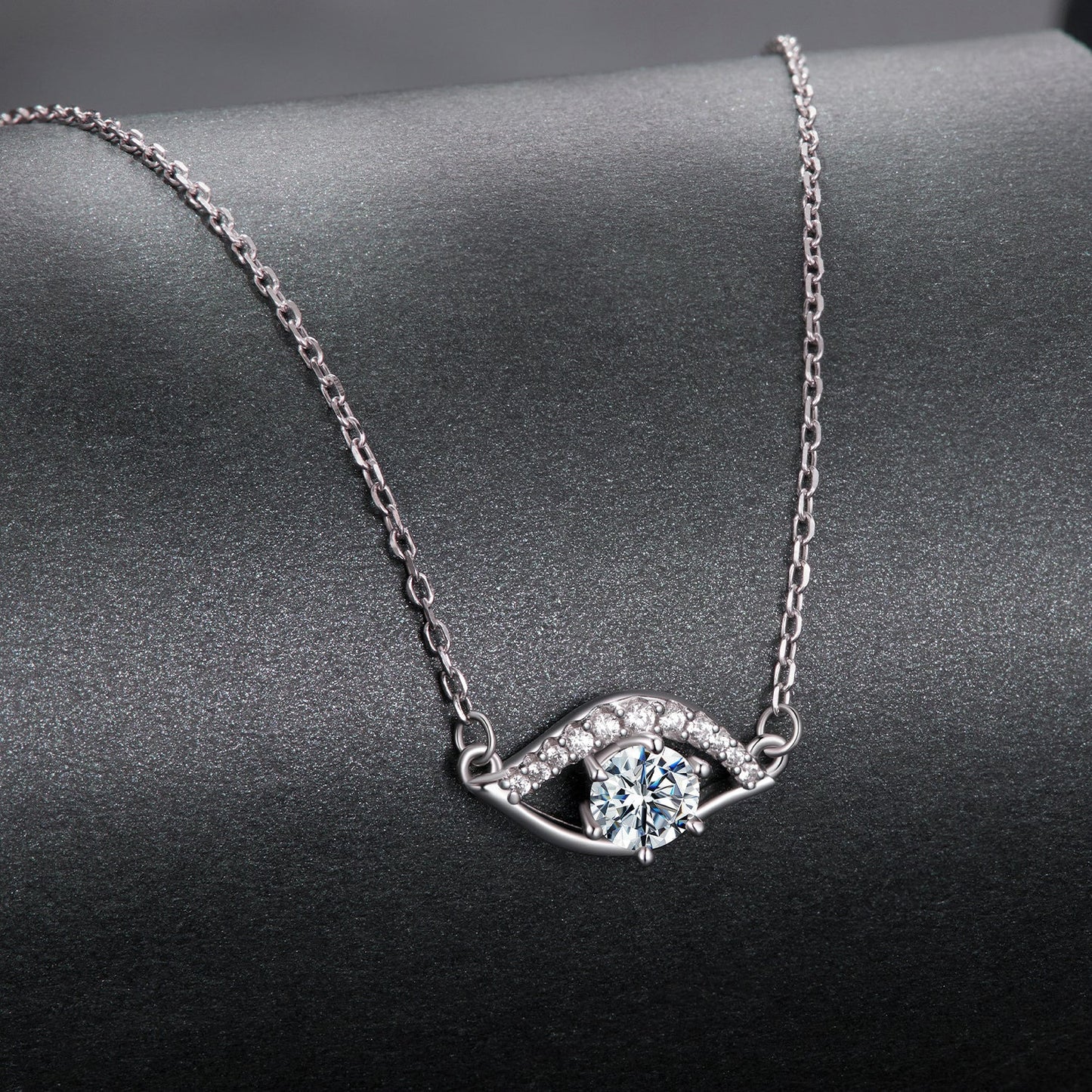 925 Silver Moissanite Necklace with round center stone on silver chain 40+5 cm Women Bids.com on Tampa Home & Garden Store