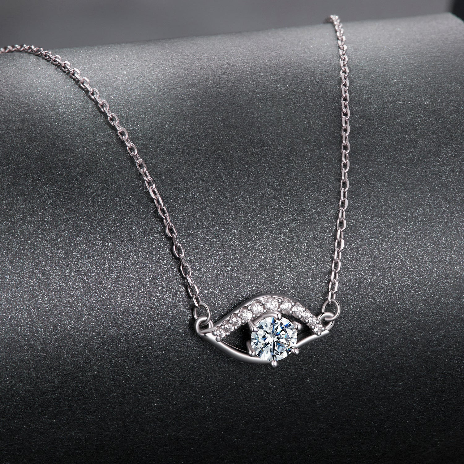 925 Silver Moissanite Necklace with round center stone on silver chain 40+5 cm Women Bids.com on Tampa Home & Garden Store