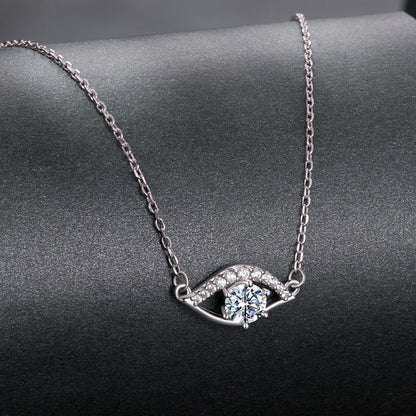 925 Silver Moissanite Necklace with round center stone on silver chain 40+5 cm Women Bids.com on Tampa Home & Garden Store