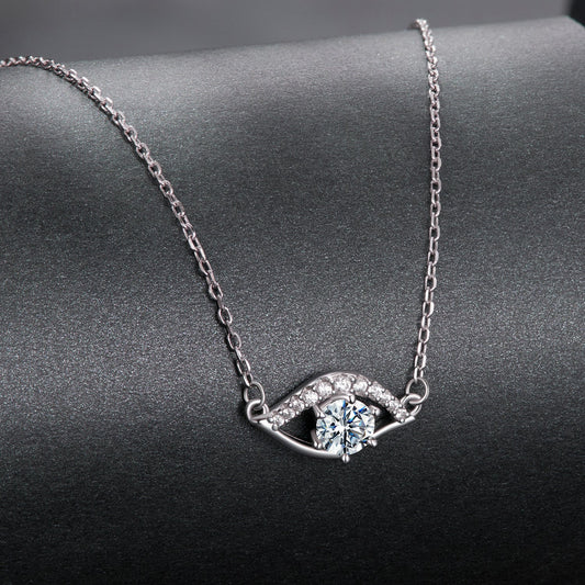 925 Silver Moissanite Necklace with round center stone on silver chain 40+5 cm Women Bids.com on Tampa Home & Garden Store