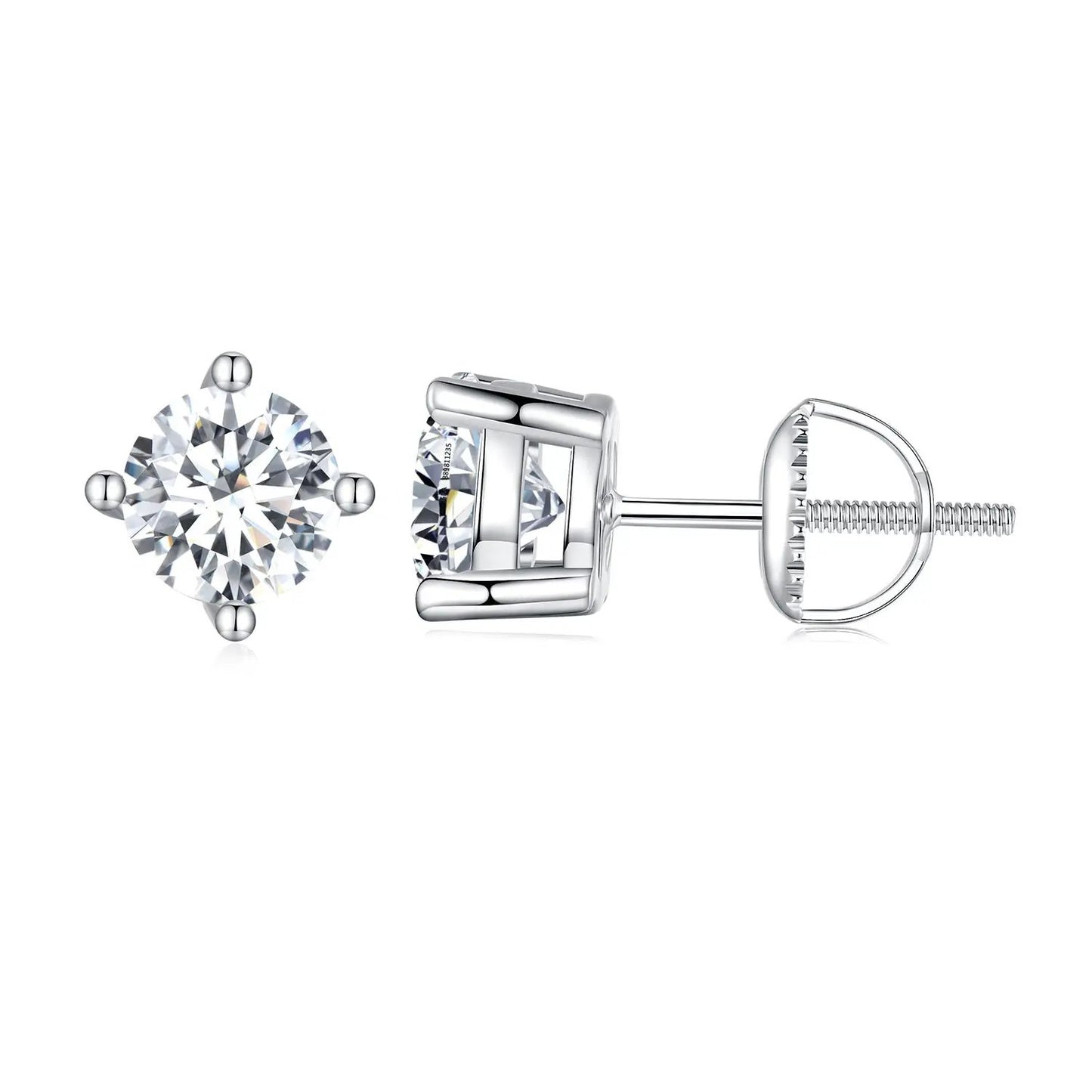 Moissanite stud earring in 925 sterling silver Style S 0.5cm screw-back by Bids.com on Tampa Home & Garden Store