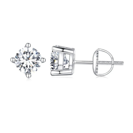 Moissanite stud earring in 925 sterling silver Style S 0.5cm screw-back by Bids.com on Tampa Home & Garden Store