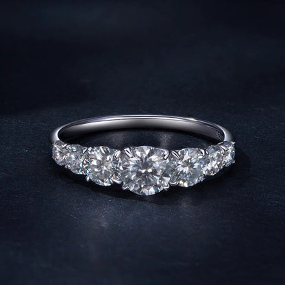 Sterling silver moissanite engagement ring with 5mm, 4mm, 3mm, 2.5mm stones for women on Tampa Home & Garden Store